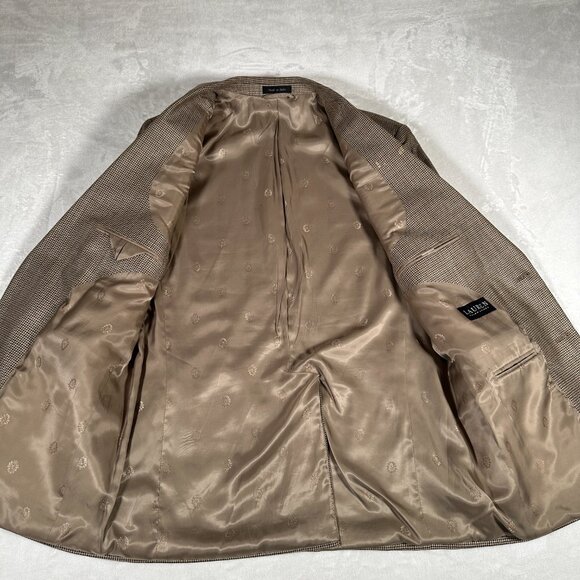 Lauren Ralph Lauren Blazer Men Size 42L Two Button Jacket Silk Wool Herringbone - Picture 8 of 9